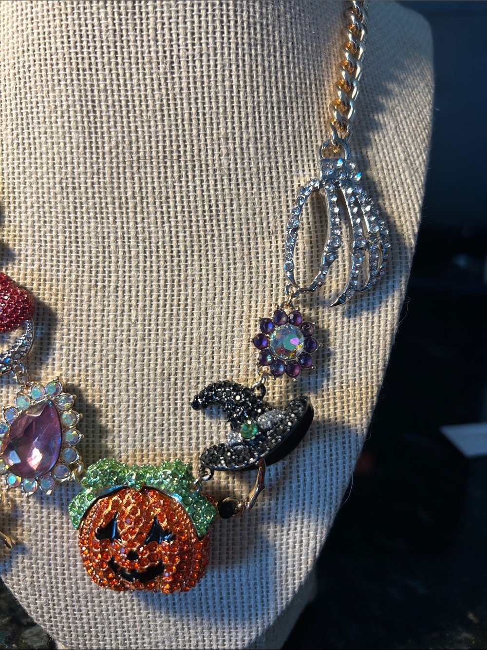 Betsey Johnson Multicolor Halloween Pumpkin Charm Necklace - Picture 4 of 5